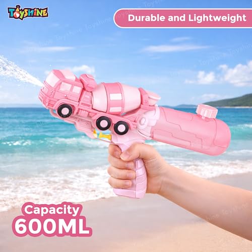 Image of Toyshine Cement Truck Model Handheld High Pressure Water Gun Holi Toy Summer Toy for Kids Girls Boys, 400 ML Tank Capacity - Pink
