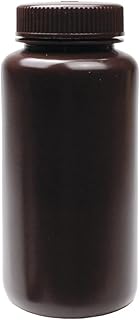 United Scientific™ 33465 | Laboratory Grade HDPE Wide Mouth Amber Reagent Bottle | Designed for Laboratories, Classrooms, or Storage at Home | 500ml (16oz) Capacity | Pack of 12