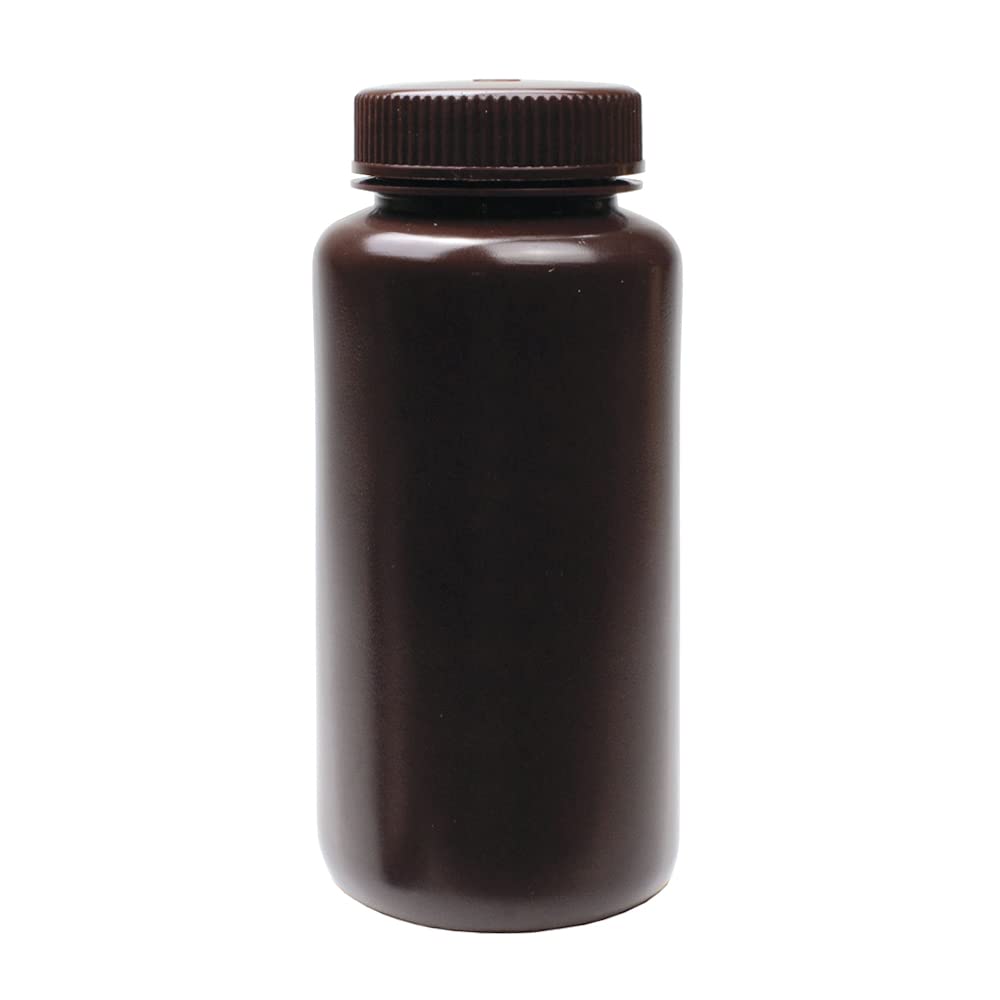 United Scientific™ 33465 | Laboratory Grade HDPE Wide Mouth Amber Reagent Bottle | Designed for Laboratories, Classrooms, or Storage at Home | 500ml (16oz) Capacity | Pack of 12: Industrial & Scientific