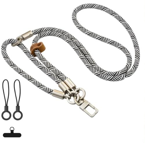 Jiaureshiby スマホストラップ 首掛け 手首 セット 携帯ストラップ 軽量 ショルダーストラップ 斜めがけ 肩掛け 落下防止 両手解放 スマートフォン iPhone/Android 全機種対応 スマホ用 (白黒)