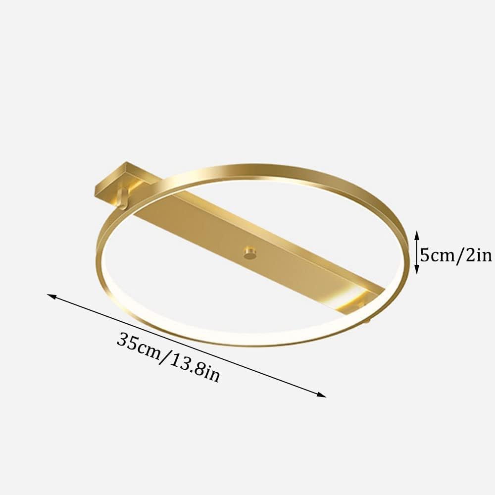 Nordic Style Gold Finish Ultra Thin Semi-Flush Mount Ceiling Light, Creative Round Brass Close to Ceiling Light Fixtures, Retro Household Decorate Ceiling Lamp