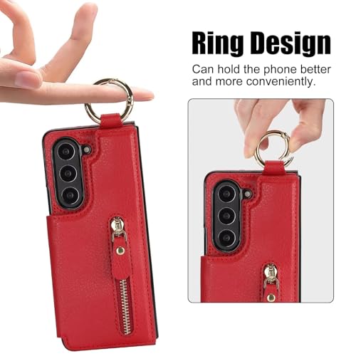 Étui Galaxy Z Fold 5 anti-chute pour protéger l'écran pliable avec coque rouge