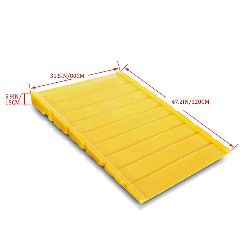 PFCDZDU Spill Containment Platform, Outlet Modular Oil Drum Capacity Pallet with Drain, Industrial Safety Stackable Grating Tray for Factory Garage Kitchen(Yellow-1PCS,47.2x31.5x5.9IN)