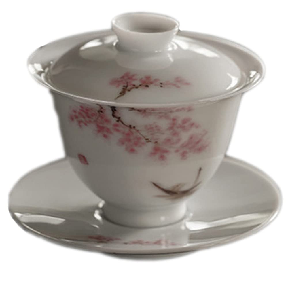 Gaiwan kung fu en céramique peinte à la main | Tasse à thé de luxe fleurs de cerisier