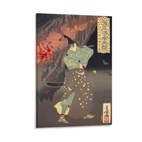 月岡芳年ポスター日本の浮世絵師による錦絵、美人画、月の百姿 舞者絵 (7) ウォールアート 部屋飾り 絵画 ベッドルーム リビング 壁の絵20x30inch(50x75cm)