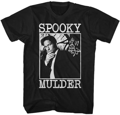 YR X-Files Mens Short Sleeve T-Shirt Black Spooky Mulder Crewneck Graphic Tee Manches Courtes(X-Large)
