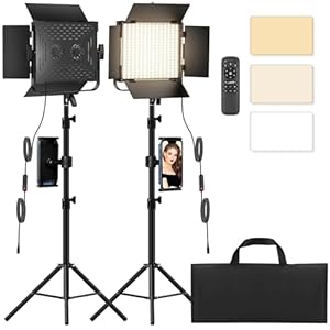 Photography Video Lighting Kit, Upgraded Bi-Color LED Video Studio Lights with Dimmable 2500k~8500k and 79″ Light Stand for Camera Photo Recording Filming Stage Shooting Streaming YouTube TikTok