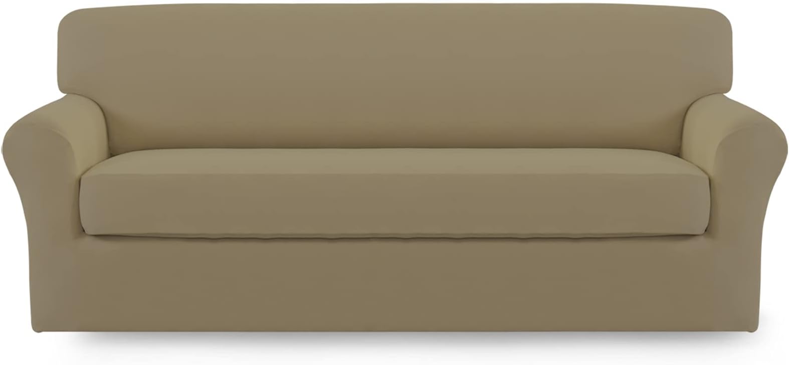 Easy-Going 2 Pieces Microfiber Stretch Sofa Slipcover – Spandex Soft Fitted Sofa Couch Cover, Washable Furniture Protector with Elastic Bottom Kids,Pet (Oversized Sofa, Dark Linen)