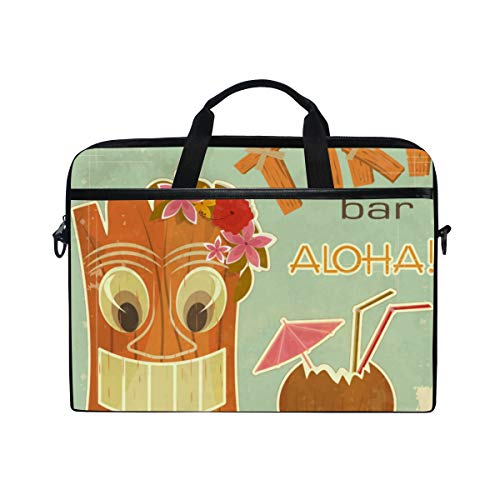 SIONOLY 15-15.4 inch Custodia per Laptop,Invito Tiki Bar Vintage Cartolina Hawaiana,Nuove Borse a Tracolla da Lavoro Portadocumenti a Cartella Messenger 15-15.4''