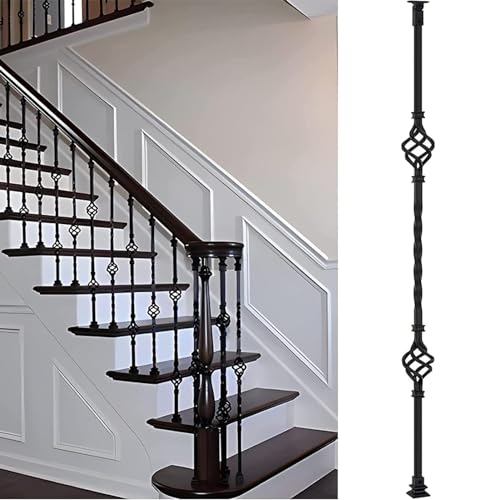 Balustres en fer forgé à panier pour sécuriser et embellir l'escalier familial du salon