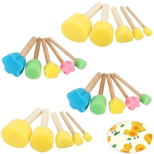 Schwammpinsel, 18 Stück Malerei Schwamm Pinselset aus Schaumstoff Schwammstupf Pinsel Set Schaumstoff Stupfpinsel zum Malen ür Malerei Handwerk Keramik DIY Malerei Werkzeuge Packung