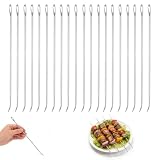 LZPLJLWS Fleischnadel Set 20 Stück Edelstahl Bratennadel 17,5 cm rostfrei silberfarben Kochzubehör für Fleisch Gemüse Grillen Backen Outdoor Küche