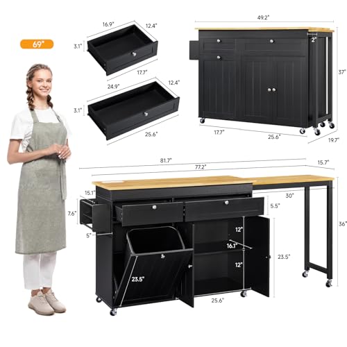 ONBRILL-Kitchen-Islands-with-Extendable-Dining-Table-817-Mobile-Kitchen-Storage-Islands-Rolling-Kitchen-Cart-with-Trash-Cabinet-Power-Outlet-Spice-Rack-Towel-Rack-Black