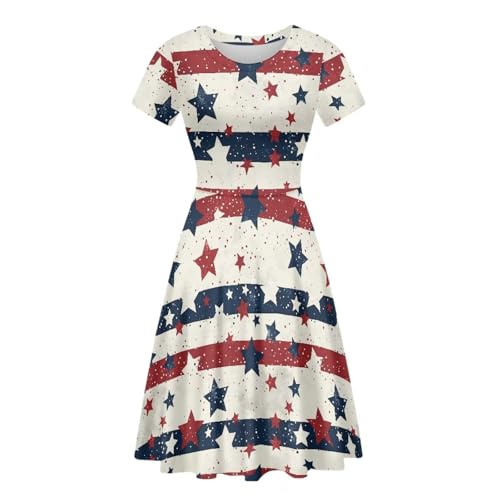 Image of Biyejit Women's Summer Casual Short Sleeve T-Shirt Swing Dress Crew Neck Plus Size S-4XL