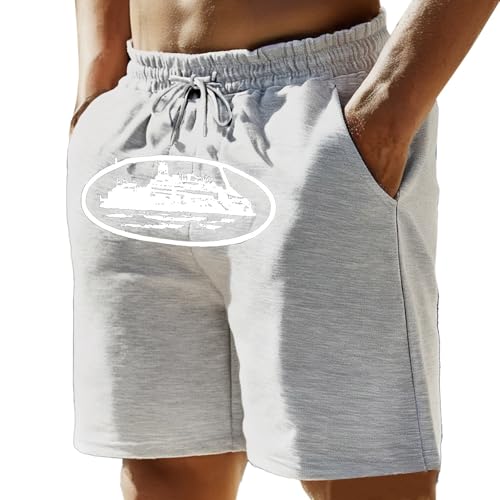 Gefomuofe NOFS Herren Cargo Shorts mit Buchstaben Muster Y2K Hip Hop Vintage Streetwear Locker Mehrzweck Cargo Shorts Wide Leg Hose
