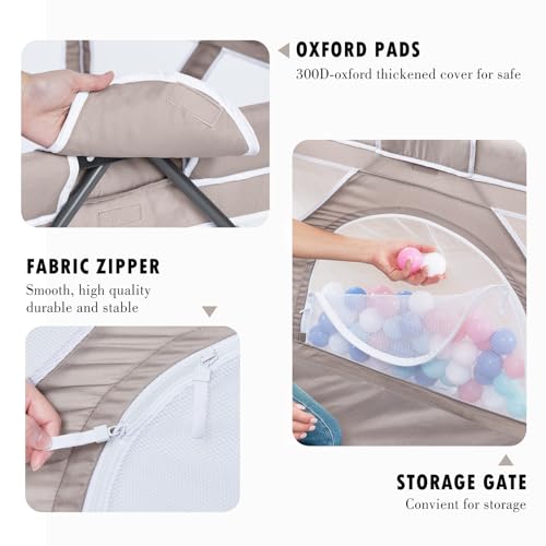 Image of Jimglo Baby Playpen Foldable, Playard for Babies and Toddlers, Portable Playpen Activity Center with 50 Balls+2 Handles for Travel, Indoor & Outdoor Play Pen with Mesh 59''x71''