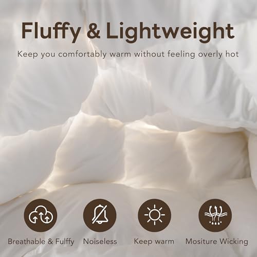 Luxury Goose Feather Down Fiber Comforter King Size 106"x90" – Extra Fluffy White Duvet Insert, Ultra Soft & Breathable, Noiseless All Season Hotel Collection Bedding by DOWNFORT - Image 2