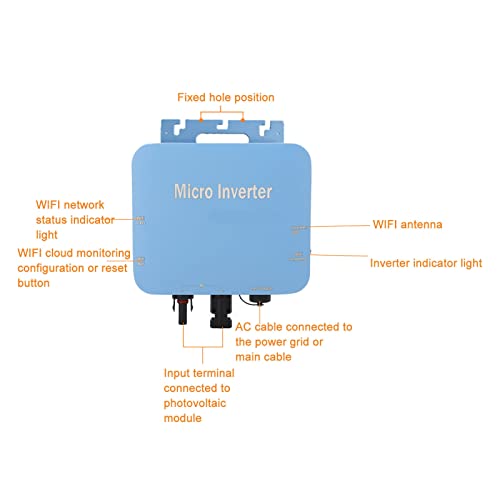Grid Tie Inverter, DC PV Input MPPT Pure Sine Micro Inverter, or Mobile APP Monitor, Automatic Power Lock, 120V Solar Panel Inverter with Integrated AC Output - Thumbnail 5