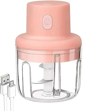 Maruti Enterprises Electric Mini Garlic Chopper Portable Mini Chopper with USB Charging, Powerful Small Food Processor Garlic Masher Blender for Spice Meat Vegetable Nuts 250ML