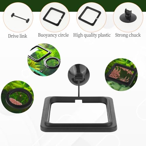 2 Pcs Futterautomat, Schwimmpflanzen Aquarium Futterring mit Saugnäpfen Schwimmende Pflanzenringe Wasserwechsel-Fischfutterspender Schwimmender Ring für Bettas, Goldfisch, Schildkröte (Schwarz)