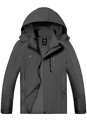 Image of Mens Rain Jacket Waterproof with Hooded Hiking Coat Lightweight Windbreaker | Windproof Mountain Jacket,Multi Zip Pockets Windbreaker,Work,Breathable,Fishing,Active Performance Shell Jackets,Outer Layer