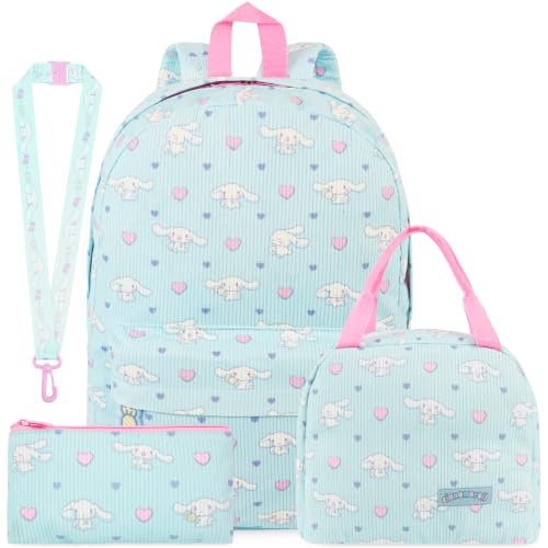 Get Trend Cinnamoroll Girls Corduroy Backpack 4 Piece Set