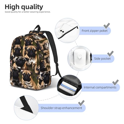 Sac à dos extérieur imprimé carlin ergonomique et léger - 5