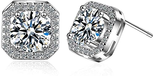 Pendientes de plata de ley 925 con brillo de diamantes blancos de alta joyería