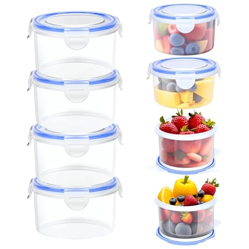 8 Pièces Boîte Plastique Alimentaire avec Couvercle Ronde, Réutilisable Boîtes Hermétiques Alimentaires, Petite Boîte Conservation pour le Sauce, le...