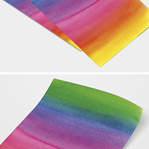 50 Blatt Briefpapier (A4) | Bunter Aquarell Verlauf Regenbogen zum Basteln | Motivpapier Farben bunt | edles Design Papier | beidseitig bedruckt | Bastelpapier | 90 g/m²
