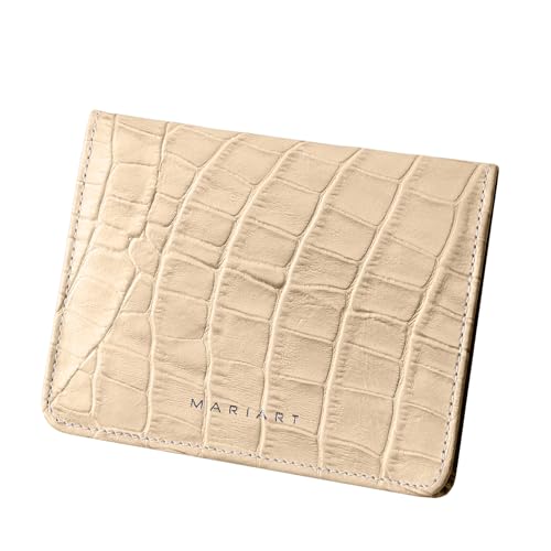 Carteira Feminina de Couro Bovino Legítimo p/Cartões, RG, CNH e Cédulas Dobradas Mariart 649 (Croco Vanila)