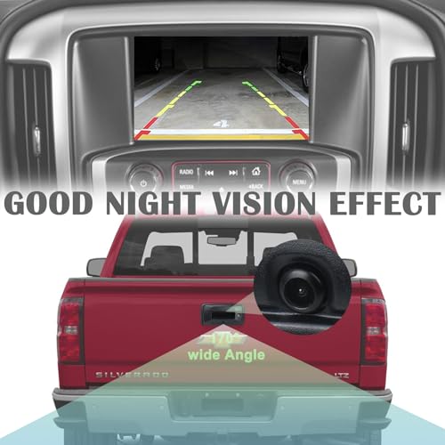 Image of Backup Camera Tailgate Handle Rear View Camera Liftgate Latch Handle with Keyhole Compatible with 2014-2015 Chevrolet Chevy Silverado Sierra 1500 Replaces 23128692