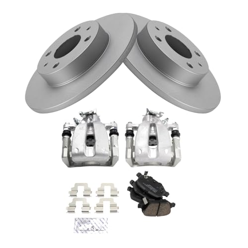 Image of TRQ Rear Brake Pad and Rotor Set Ceramic Solid G Coated Rotors Calipers