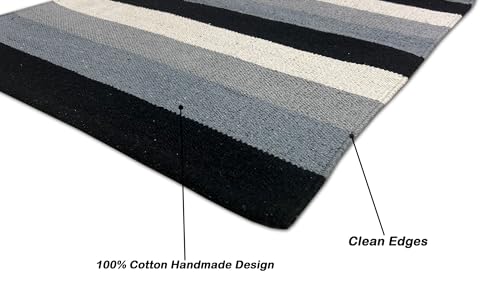 Image of 2x5 ft Cotton Rug Runner - Washable & Lightweight Carpet for Entryways, Bedrooms & Outdoor Corners