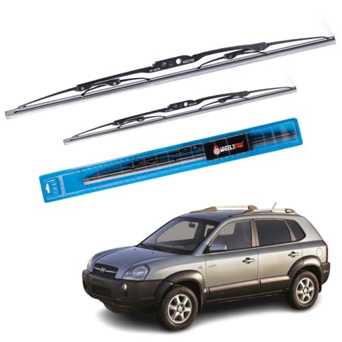 Image of Windshield Car Wiper Blades Metal Frame Water Repellant Cleaning Wiper Blades Refills Best for Hyundai Tucson (Jm) (2004 Onwards) Dr 24 inch /Pa 16 inch