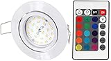  LED RGB Slim Spot Einbaustrahler 230V schwenkbar - mit Fernbedienung - Farbwechsel - 3-stufig dimmbar - Memory-Funktion - weiß
