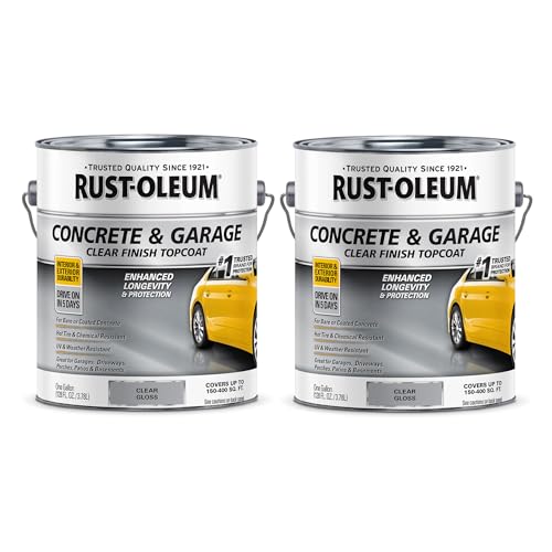 Rust-Oleum 320202-2PK Concrete & Garage Clear Finish Topcoat, Gallon, Gloss Clear, 2 Pack