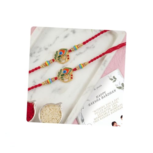 Image of I Jewels Mens Design Rakhi With Roli Chawal & Rakshabandhan Card For Bro /Brother /Bhai