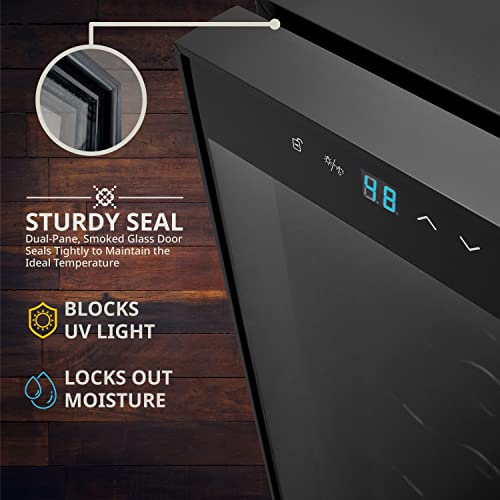 Ivation 18 Bottle Compressor Wine Cooler Refrigerator w/Lock | Large Freestanding Wine Cellar For Red, White, Champagne or Sparkling Wine | 41f-64f Digital Temperature Control Fridge Glass Door Black - Image 3