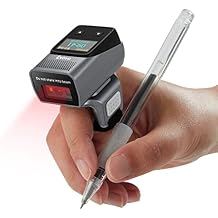 Eyoyo 2D Bluetooth Ring Barcode Scanner with Screen, Mini Wearable Wireless Finger QR Bar Code Scanner Reader Inventory Compatible with iPad iPhone Android, Support Screen Scan, Left&Right-Handed Use
