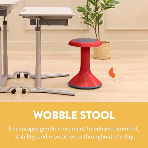 Image of Back2School Express Wobble Sensory Stool for Classroom - 18 inch Active Flexible Seating Chair for Kids, 220lb Capacity, GREENGUARD Gold Certified, Red