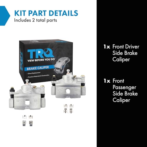 Image of TRQ Front Driver and Passenger Side Brake Caliper Set Caliper Brackets Hardware Compatible with 98-00 Honda Civic CX DX GX HX LX 90-91 Civic Base DX LX SI EX 90-91 CRX Base 93-97 del Sol S SI