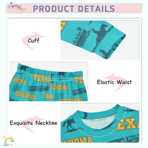 Pajama Sets Long Sleeve Western Themed with Cowboys Soft Comfy Sleepwear 2 Piece PJS 3-8T4