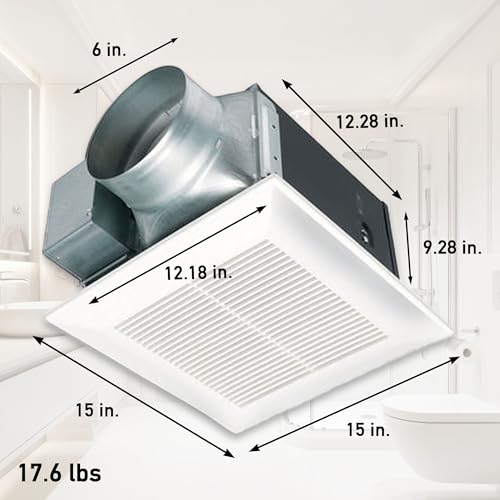 Panasonic WhisperCeiling Bathroom Exhaust Fan, 290 CFM, FV-30VQ3 B00084ZQA2 Panasonic Installation Kit for In-line Fans & ERVs, 6' Duct Single Inlet with Grille, FV-NLF06G