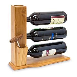Relaxdays Cantinetta in Bambù, HLP: 32x12x34 cm, Scaffale Portabottiglie in Bambù Scaffale 3 Bottiglie di Vino, Naturale