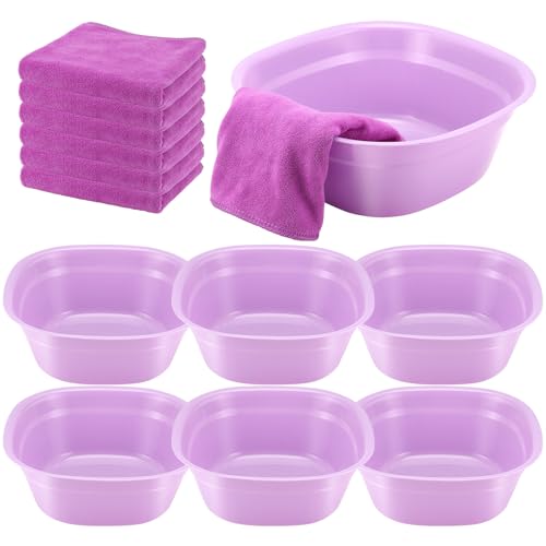 Povxlum 12 Pcs Foot Spa Kit for Girls 12 x 12 x 4.3 Inch Foot Tub 11 x 27.5 Inch Hand Towels Washbasin Towels for Spa Party Sleepover Party Supplies (Light)