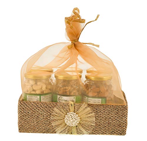 Image of NUTRI MIRACLE Rakhi Gift Box with Dry Fruits and Chocolates | Mixed Nuts Hamper for Raksha Bandhan |Festive Snack Pack