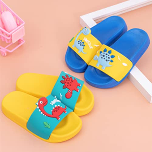 MEMON Toddler Little Kids Dinosaur Beach/Pool/Shower Slides/Anti-Skid Home Bath Slippers/Cute Summer Outdoor Shoes for Girls and Boys(2013-yel-16)3
