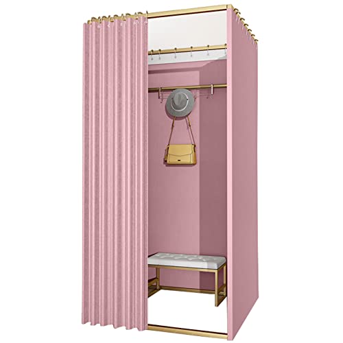 Probador de ropa portátil rosa con cortina de sombreado de 100x80x200 cm