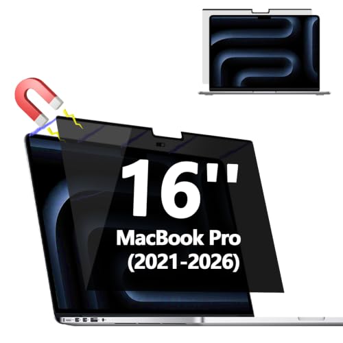 Image of Magnetic Privacy Screen Protector for MacBook Pro 16'' (2021-2026,M1-M5) | Removable Laptop Privacy Filter Shield with MacBook Pro 16 Inch (2021-2026, M1-M5, Pro, Max), Anti Blue Light and Glare